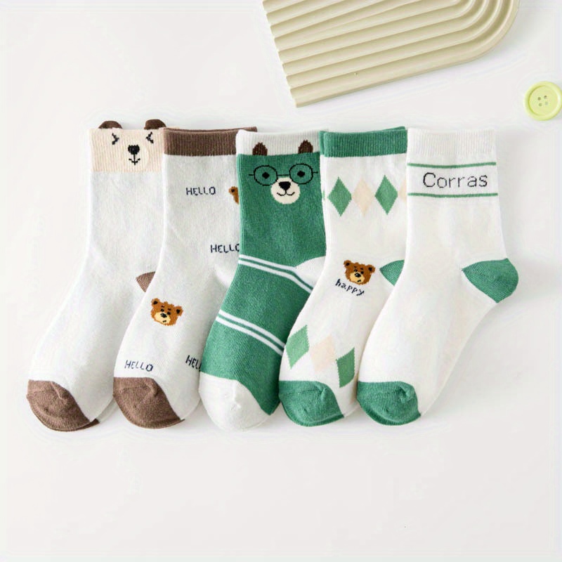5 Pack Toddler Cartoon Bear Pa - Cotton Crew Sock Pack recension och pris