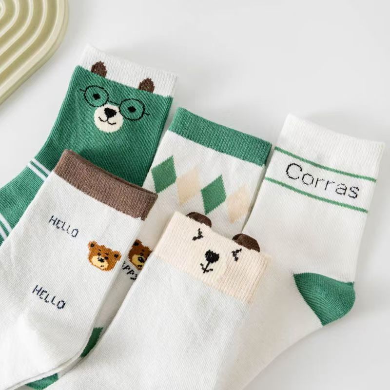 5 Pack Toddler Cartoon Bear Pa - Cotton Crew Sock Pack recension och pris