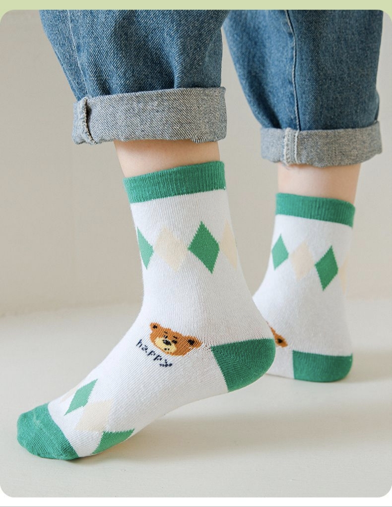 5 Pack Toddler Cartoon Bear Pa - Cotton Crew Sock Pack recension och pris